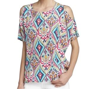NEW Lilly Pulitzer Crown Jewels Trace cold shoulder boxy Blouse Silk Size